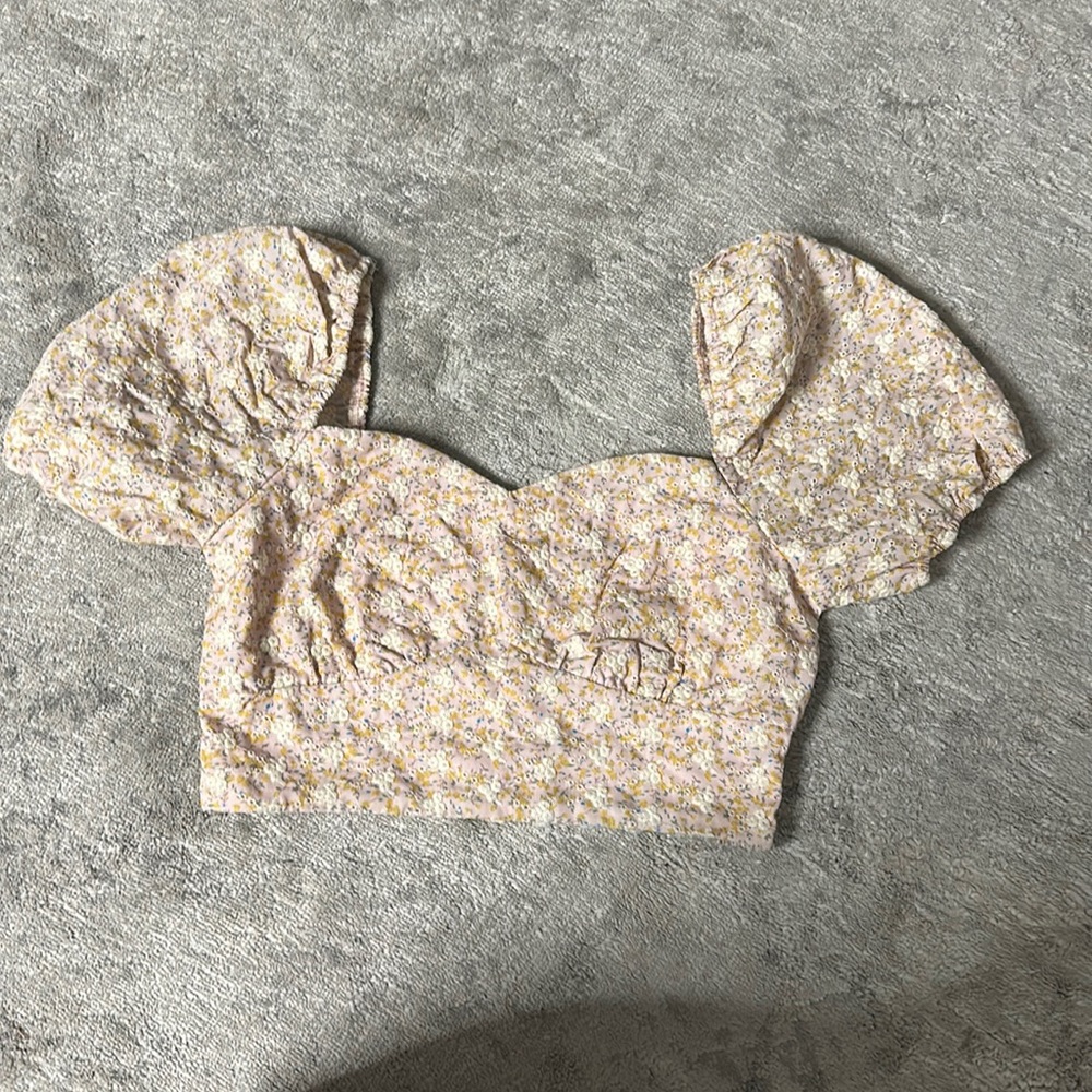 Le Reveur floral embroidered crop top